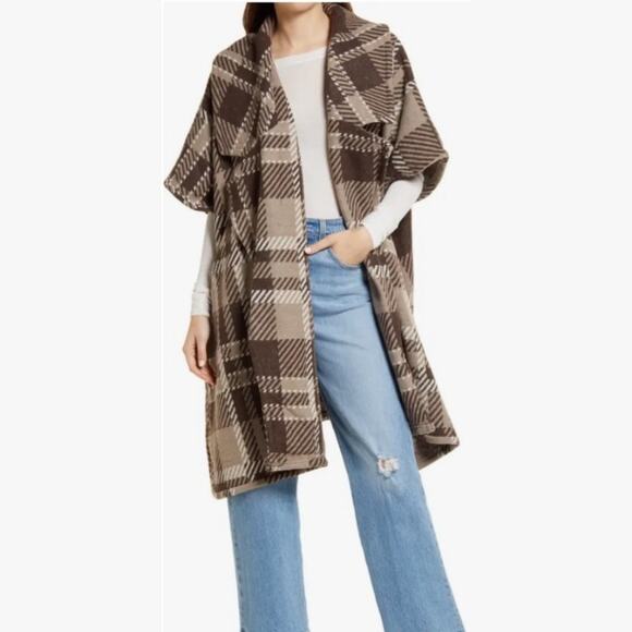 Treasure & Bond Fleece Plaid Jacket OS NWT - Picture 1 of 9